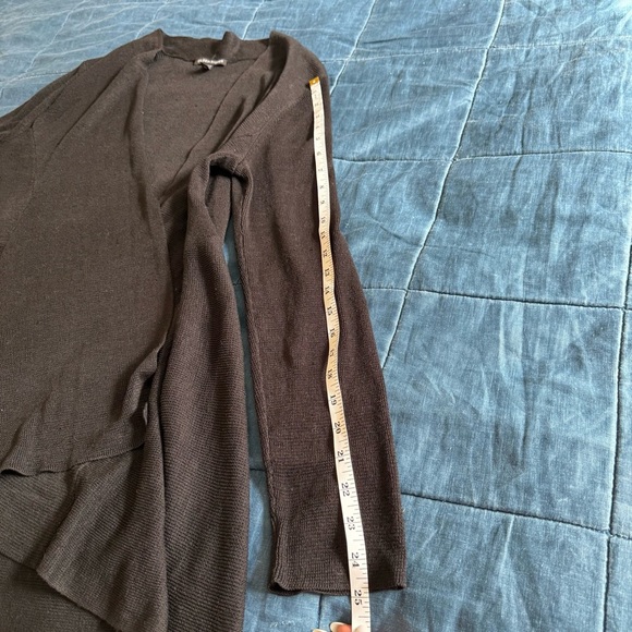 Eileen Fisher Black woven long open front cardigan Linen Blend Size Large - Picture 9 of 9